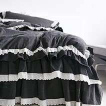 류금숙 여자의 순수 광목워싱 프릴 이중침대커버 (SS/Q/K/SK)