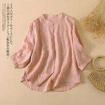 여름 여자셔츠 5부 소매 모시 마셔츠 여성 단아한 클래식 면린넨 반팔셔츠 2022 상의 T 4710490065