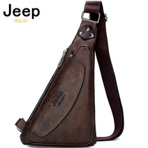 JEEP BULUO 가슴패키지 남성 어깨 크로스바디백 레저 방수 하드웨어 스플릿 가죽 여행 남성 가방