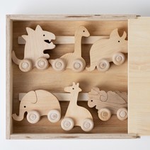 베베르 원목 동물자동차 10종 택6 국산 수제 나무 장난감 아기 선물 세트, 젖소