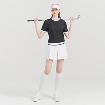 클리블랜드 A라인 주름포인트 여성 큐롯형 골프 반바지 (CGWPT32667), 블랙화