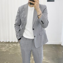 아도르클래식 Land 글랜체크 시어서커 한여름 봄 가을 캐주얼 스판 정장 수트 세트