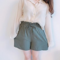 [1+1할인/편한쭈리팬츠]여름 프릴 허리밴딩 트레이닝 고무줄 단추 면 반바지