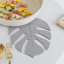 르리에 나뭇잎 실리콘 캠핑 냄비받침 1P, 그레이