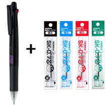 제브라 클립온 멀티 T 4색(0.7mm)&샤프(0.5mm) + 리필 CLIP-ON MULTI T B4SA1 비비드, CLO MULTI T 4&1 퓨어블랙(PB)+리필