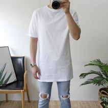 쿼터 남자 레이어드 무지 롱 반팔 티셔츠 90-110