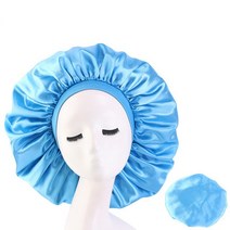 새로운 패션 여성 새틴 나이트 수면 캡 헤어 보닛 모자 실크 헤드 커버 넓은 탄성 밴드, 07 하늘색