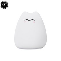 터치 센서 LED 밤 램프 고양이 실리콘 동물 빛 다채로운 어린이 휴일 선물 크리 에이 티브 침대 데스크탑, 02 B Clever Cat