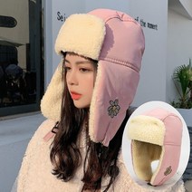 겨울 스위트 패션 스키모자 방풍 귀달이 모자, L（58-60cm）, 작은 국화 -- 핑크 -- 귀달이 모자