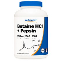 해외 Nutricost Betaine 베타인 펩신 790mg 240캡슐, 6개