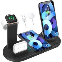 Norbei 아이폰 갤럭시 충전용 올인원 무선 충전기 스탠드 3in1 동시 충전, 하얀색