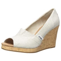 TOMS 여성용 클래식 에스파드리유 웨지 샌들 천연 크로스해치 자카드. 5.5