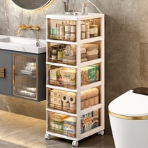 욕실 정리 서랍장 화장실 선반 수건 수납 정리대 정리함 틈새 서랍 박스 이동식 방수 바퀴 샴푸 화장지 보관 세탁실 베란다 2단 3단 4단 5단, 폭 20cm 2단 화이트