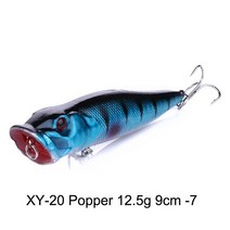낚시용품 PO009 포퍼 6CM-5G-8 낚시 루어 표면 탑워터 루야 인공 태클 3D 물고기 워 블러, [07] PO028 9.5cm 12g -7