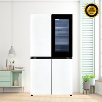 LG 디오스 오브제컬렉션 노크온 냉장고 (T873MWW312), 화이트+화이트
