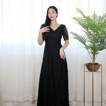 아트박스/숲속드레스 블랙A라인 레이스 셀프웨딩드레스(S-6XL)검정빅사이즈