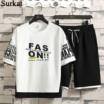 Surkat 남성 반팔 세트 2 색깔 유행 반팔반바지세트 남자여름트레이닝세트