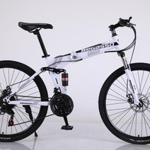 BeGasso 26 인치 접이식 자전거 가변 속도 충격 흡수 오일 디스크 브레이크 산악용, 26 인치cm, 화이트 스포크 휠 + 30 단