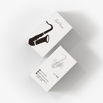[리얼엠엔제이] 명함 제작 색소폰 트럼펫 기타 악기 일러스트 디자인 인쇄 주문, 팝셋화이트-기본