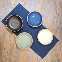 핸드메이드 도자기 반찬그릇 도자기 앞접시 원형찬기 진, 블랙, 대