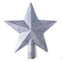 트리별 크리스마스 트리 탑 스타 메리 장식 홈 반짝 이는 골드 파우더 다섯개 새해 선물 Navidad 장식품, 01 15cm, [06] Style 2 - Silver