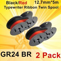 인테리어 소품 타자기 유니크 엔틱 15PK GR24 나일론 라벨 리본 트윈 스풀 대부분의 12.7mm 용 빨간색과 검은 색, 2 Pack GR24BR