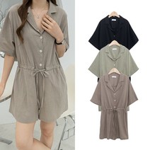 핑크홀릭 리드 심플 셔츠칼라 반바지 점프슈트 점프수트