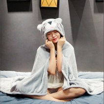 후드담요 극세사 동물 캐리터 망토 학생 무릎 담요