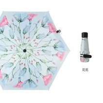 초경량 다섯 배 우산 캡슐 검은 접착제 태양 방지 접는 우산 휴대용 태양 우산 써니 비오는 듀얼 사용 미니 양산 선물 우산