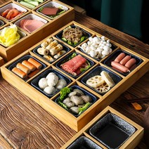 일식 도자기 칸막이 반찬 나눔접시 구절판 우드트레이, AQ.제비꽃