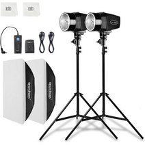 GODOX 사진 촬영용 고독스 프로페셔널 스튜디오 스트로보 조명 키트 소프트박스 트리거 180W 5600K 모노라이트 2개 라이트 스탠드, 180W Strobe 키트 2개
