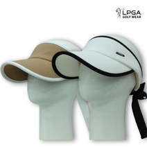 LPGA 골프웨어 여성 골지 리본 썬캡 썬바이저 모자 L225AP522P, 화이트-Free