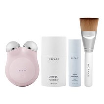 누페이스 NuFACE Mini+ 스타터 키트 - 아쿠아 젤 액티베이터가 있는 쁘띠 페이셜 토닝 장치 479g(16온스) 실크 크림 액티베이터 142g(05온스) + 클린 스윕 어플, Sandy Rose