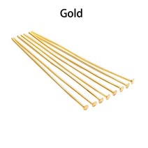 100-200 개/가방 20 25 30 40 50 60 70 mm 플랫 헤드 핀 금/구리/로듐 보석 만들기 DIY 용품 쥬얼리 재료, 200Pcs x 50mm, Gold