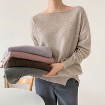 리얼라쿤 옆트임 보트넥니트