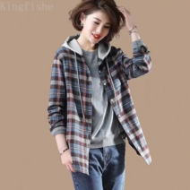 [Kingfishe]여성 봄 가을 체크 남방셔츠 긴소매 후드티 Kingfishe dian250104gz4