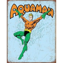 Desperate Enterprises 원더 커버 No.1 주석 사인 향수를 불러일으키는 빈티지 금속 벽 장식 미국산, Aquaman Retro