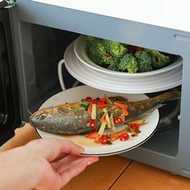 SH마켓 [1+1] 전자레인지 랙 2단 트레이 선반 받침대 1단에서 2단으로~조리시간은 물론 전기세 절감까지!, 1세트