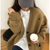 봄 가을 여성니트 가디건 빅핏 오버핏루즈핏 데일리룩 무지 브이넥