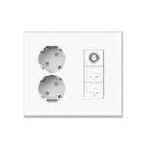 틸인스 Ti1 통합수구 콘센트 2구+CATV 1방/2방+RJ45 (8P) 2구 국산 아크릴타입, CATV 2방