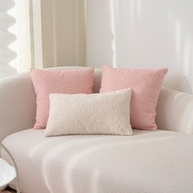 자누이 부클 쇼파 쿠션 거실 침대 소파 쿠션커버 (솜포함), 핑크