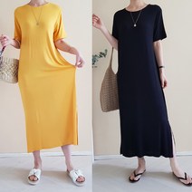 위드마리 찰랑텐셀 반소매 롱 원피스