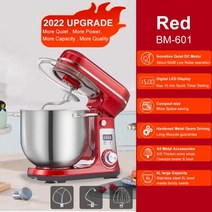 BioloMix-주방용 거품기 반죽기 식품 스탠드 믹서 블렌더 저소음 모터, KR_KR, 6L Red BM-601
