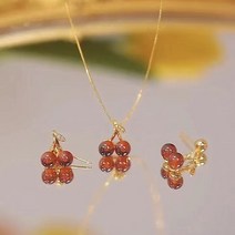 DFMEI 레드 가넷 체리 목걸이 여 고급스러움 럭셔리 미니멀한 디자인 감각의 목걸이 ins 세련