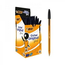 BIC 크리스탈 Original 볼펜 Fine Point가 있는 일상용 Biro 펜(0.8mm) 학교 및 사무실에 이상적 검정 50개, 50 카운트(1 팩)_블랙