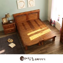 해찬솔원목이야기 해찬솔 소나무 통원목 평창뜰 침대 (퀸사이즈) 원목침대 평상침대 떡판, 카멜브라운