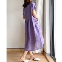 [Myshe]여성 면 마 원피스 롱 여름 빅사이즈 E3 S100720