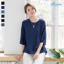 인견 여성 시원한 홈웨어 셔링 7부 솔리드 블라우스 6종 택1