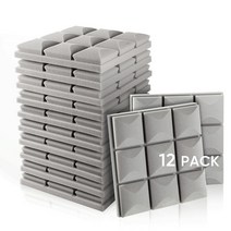 흡음패널 흡음재 방음재 어쿠스틱 패널 12pack 30x30x5cm 버섯 스튜디오 웨지 타일 사운드 거품 흡음 치료 벽용 사운드 보호 스폰지, 12개 회색