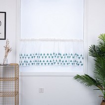 레이스 웨이브 짧은 tulle 거실 용 하프 커튼 화이트 플로팅 쉬어 밸런스 주방 캐비닛 도어 카페 창 커튼
